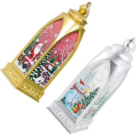 Lot de 2 Lanternes Suspendues de Noël Décoratives Bougie Ambiance Lumineuse Festive Finition Peinte pour Décoration Intérieure et Extérieure Création D’Atmosphère Chaleureuse (1/5)