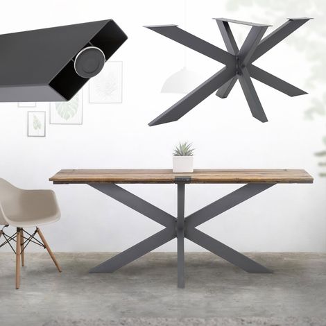 ML-Design Pata de Mesa Industrial Cruzadas 78x71x150cm Antracita Diseño Araña Forma X Patines Metálicos para la Base de Encimera Acero con Recubrimiento Polvo Pies Soporte Auxiliar Decorativo de Hogar (1/5)