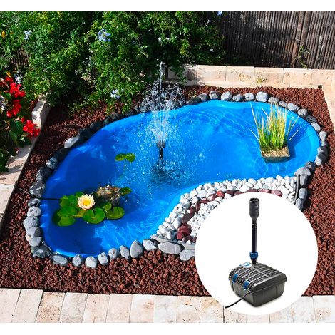 Kit Laghetto Artificiale + Pompa Filtro da Giardino 185x115x36 cm in Polietilene 270 Litri Azzurro
