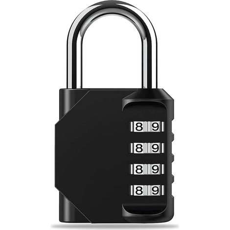 1PC Cadenas Code 4 Chiffres - Cadenas de Sécurité Résistant Aux Intempéries, Cadenas à Combinaison pour Casier, Valise, Garage, Portail, École, Alliage de Zinc, Noir (1/5)