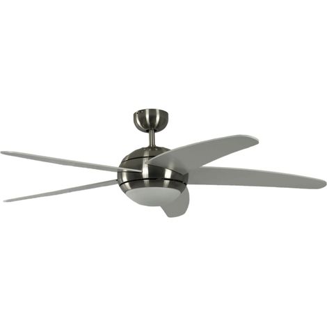 Ceiling Fan Melton Nickel / White with Light and Remote