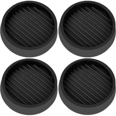 Lot de 4 patins ronds antidérapants en caoutchouc pour meubles, protections de sol pour lits, canapés, tables et chaises, 7.5 cm, noir (1/5)