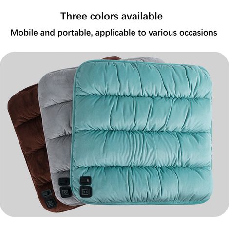 Coussin chauffant pour siège auto 45 x 45 cm, idéal pour l'hiver, coussin de siège électrique USB - Gris, deux plaques chauffantes, trois températures réglables (45 °C/55 °C/65 °C), minuterie par défa (1/5)