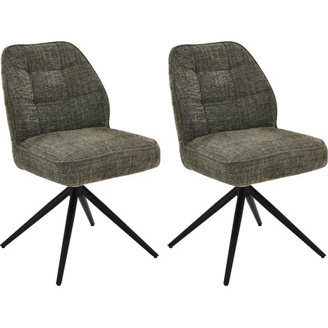 Lot de 2 chaises rotatives 48x63x83 cm en tissu kaki chiné - STELIX