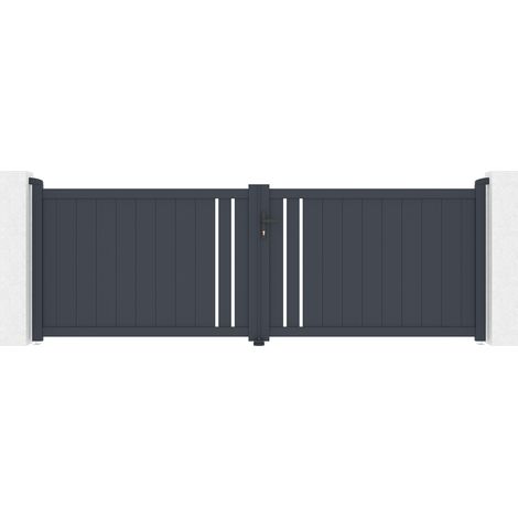 Casanoov – Portail aluminium battant 350 cm – Hauteur 120 cm – Gris anthracite RAL 7016 – Traitement thermolaqué anti-corrosion (1/5)