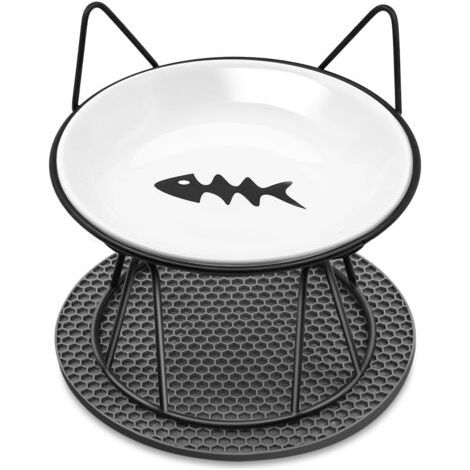 Gamelle Chat Surélevée - Bols en Céramique avec Support en Métal Antidérapant pour Chats et Petits Chiens (1/5)