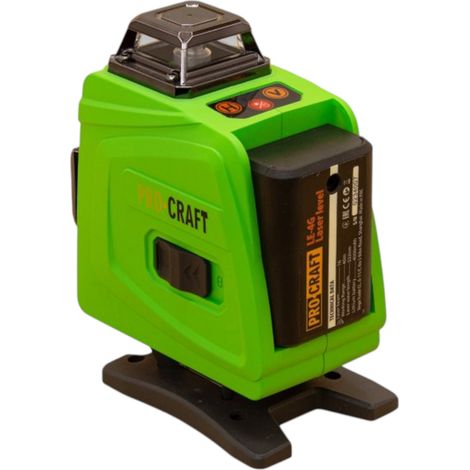 Procraft LE-4G Akku Linien- / Kreuzlinienlaser Set 3,7 V 40 m grün selbstnivellierend inkl. Akkus, Ladegerät & Zubehör