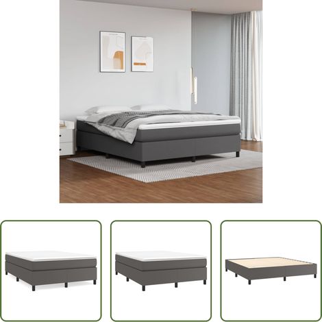 vidaXL Kunstlederbett -  Boxspringbett mit Matratze Grau 160x200 cm Kunstleder (1/5)
