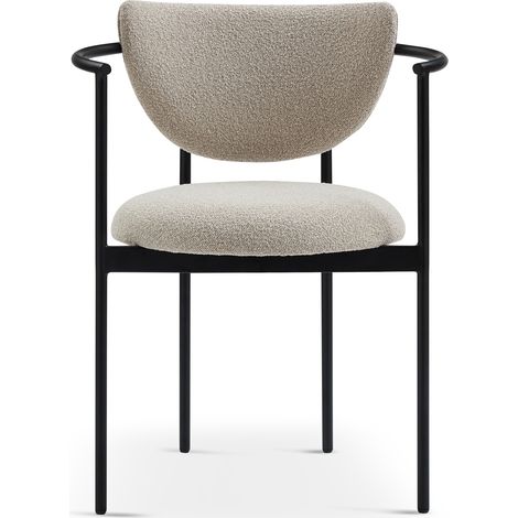 Set di 2 sedie da pranzo nordiche imbottite, beige, struttura in metallo, 75x45x56 cm (1/5)