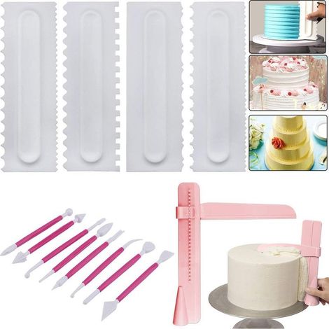 Patisserie Gâteau plus lisse Racloir à Gâteau Crème Grattoir Spatules Lisseur Gâteau Racloir Pâtisserie Spatule à Glaçage Crème Gâteau Lisse Outils Ganache Lissant pour Mousse Crème Sugarcraft (1/5)