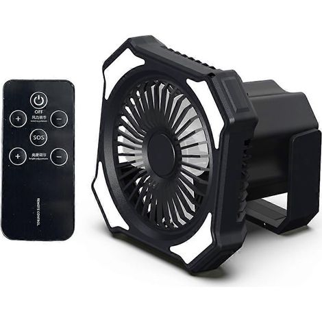 Ventilateur de bureau à batterie avec lumière LED, mini ventilateur pour une meilleure ventilation de la pièce, du bureau ou des voyages - 4000 mAh - Noir (1/4)