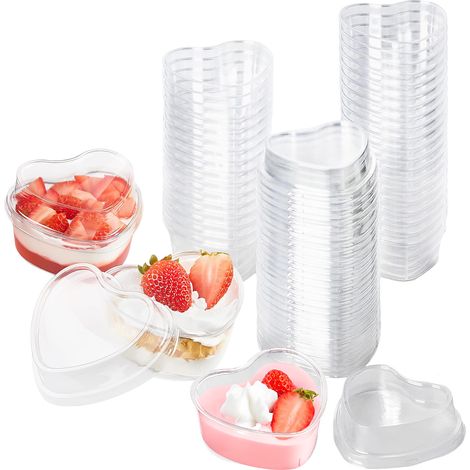 50 verres à dessert en plastique, transparents, réutilisables, 120–170 ml, pour mousse, pudding, yaourt et buffets (1/5)
