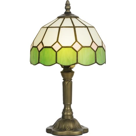 HOMCOM Tiffany-Style Table Lamp for Bedroom, Bulb not Included, Green (1/5)