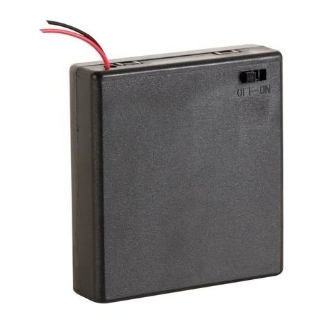 PORTA BATTERIE PER 4 x AA-CELL (CON TERMINALI) + INTERRUTTORE
