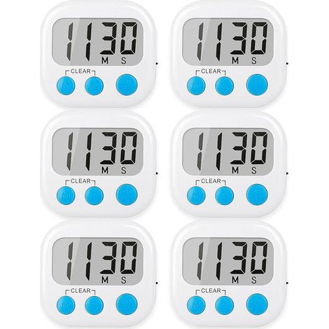 Set di 6 timer da cucina, timer digitale, per cucinare, timer, utensili da cucina per la pasticceria, apprendimento della gestione del tempo, promemoria per l'autodisciplina, timer per esperimenti, bi (1/5)