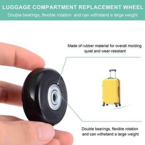 4 Pièces 50mm X 18mm Roulette Valise Remplacement, Caoutchouc Métal Valise Roulette Roue Valise Universelle pour Bagages Valise, Chariot à Main (1/5)