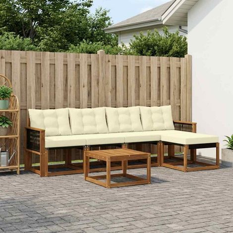 vidaXL Outdoor-Sofagarnitur 6 Stk. Natur und Creme (1/5)