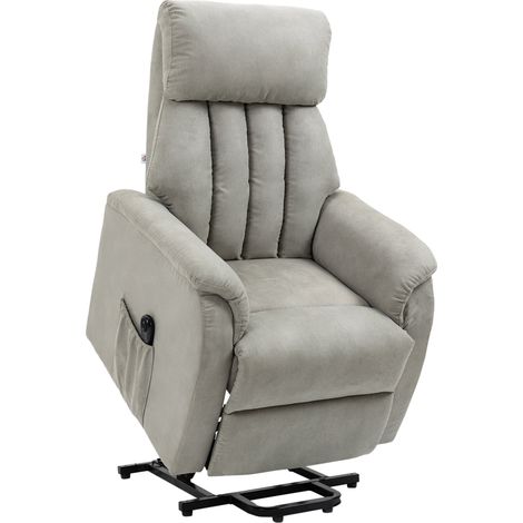 Poltrona Alzapersona Elettrica 1 Motore 75x93x110 cm in Microfibra Grigio (1/5)