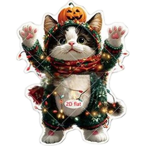 Schwarze Skelettkatze als Acryl-Hängefigur – Halloween-Deko für Auto, Rückspiegel, Zuhause, Tasche & Geschenk (1 Stück) Mehrfarbig (1/5)