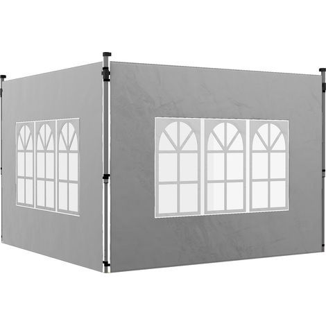 Set of 2 side panels for a 3 x 3 m gazebo, pavilion panel with window, 295 x 195 cm, light grey (1/5)