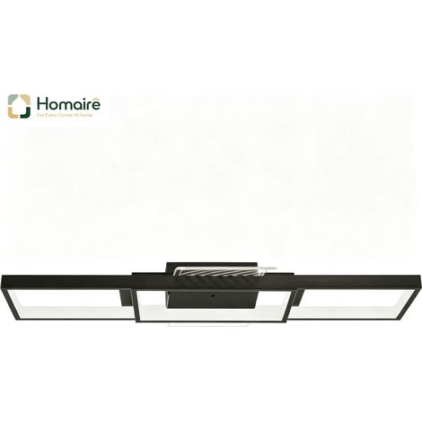 Plafonnier noir en plastique et acier 70 x 30 x 7 cm HOMAIRE (1/5)