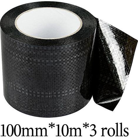 Ruban adhésif de réparation pour camping-cars, ruban tissé noir épais, résistant à la déchirure et imperméable, 100 mm x 10 m x 3 rouleaux (1/5)