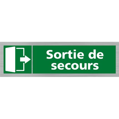 Pictogramme SORTIE DE SECOURS VERS LA DROITE (Q0384).- Adhésif aspect aluminium brossé - (1/5)