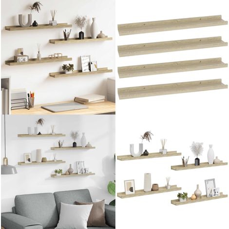 Wandregale 4 Stk. Sonoma-Eiche 60x9x3 cm - Wandregal - Regal - Möbel - Wohnzimmerdeko - Dekoration - Home & Living (1/5)