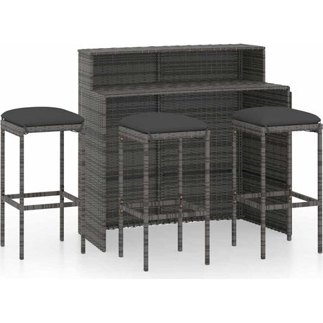 Maison Exclusive - Set Bar da Giardino 4 pz con Cuscini Grigio (1/5)