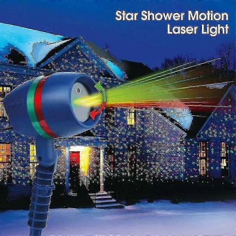 Projecteur lumineux d'étoiles de Noël pour jardin, éclairage LED mobile vert et rouge, idéal pour les décorations de fête et les fêtes. Effet pluie d'étoiles avec laser lumineux. (1/3)