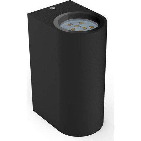 Applique murale LED noire moderne pour une utilisation intérieure et extérieure, spot mural GU10, 2 spots de 400 lm chacun, éclairage de jardin, terrasse, garage, IP44, 2 x 5 W (1/5)