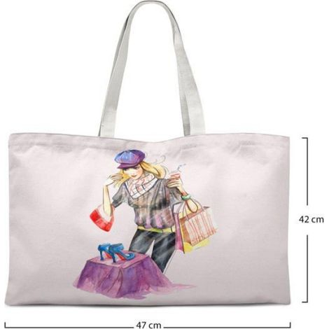 Sac Shopping Coton Réutilisable - 72 x 47 cm - Porté Épaule - Sac Courses Écologique - 1 Pièce (1/4)