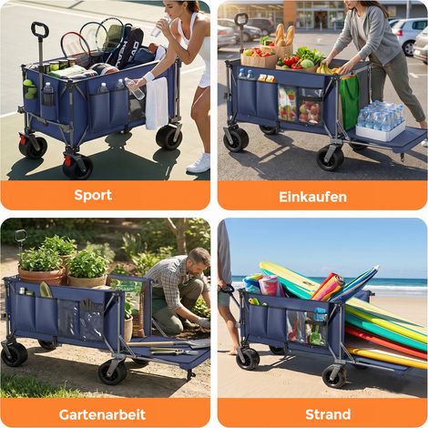 Carrello da giardino pieghevole 130x66x115,5 cm in acciaio blu salvaspazio FloraGrace (1/5)