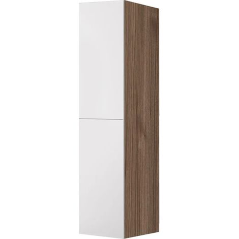 Colonna per lavanderia H 180 cm effetto legno e ante in bianco Wanda