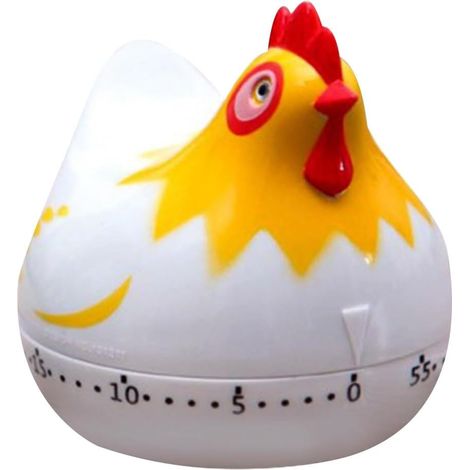 Minuteur cuisine plastique motif poule, forme animal animé, rappel cuisson œuf (1/4)