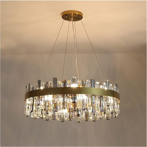 Moderne Kristall Deckenleuchte Gold Ø50cm LED Haengelampe rund Kristalllampe fuer Wohnzimmer Schlafzimmer