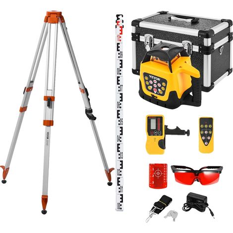 kit de niveau laser rotatif vevor, faisceau rouge, portée de 300 m, inclinaison réglable, rotation à 360 degrés, autoleveling, angle de balayage flexi (1/2)