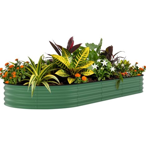 Carré potager surélevé en acier galvanisé 240x120x45 cm – Finition rouille – Pour culture de légumes et herbes- Vert