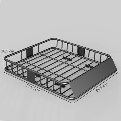 Barres de toit pour voiture, panier de toit, capacité de charge de 90,7 kg, avec déflecteur d'air, tubes en acier, noir (1/5)