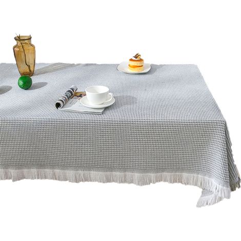 Nappe Extérieure - Lin Coton Mixte Infroissable Anti-poussière Avec Franges - Pour Terrasse Buffet Fête - 1 Pièce (1/5)