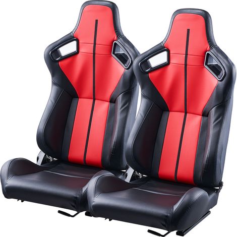 Mophorn Rennsitz 2er-Set, verstellbares Liege-Cockpit, hochelastischer Schaumstoff, PVC-Leder, Q235B-Schieber für Rennwagen und Go-Karts