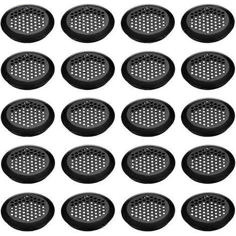 20 grilles d'aération rondes en acier inoxydable, 53 mm de diamètre, avec orifice de ventilation inférieur en maille. (1/5)