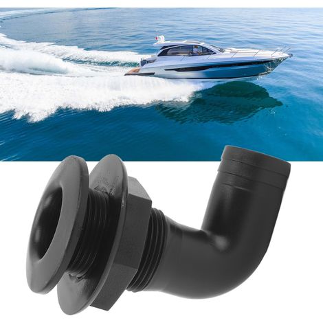 Sortie d'évacuation marine à 90° avec clapet anti-retour, sortie d'évacuation de cale de yacht, sortie d'eaux usées marines, noire (1/5)