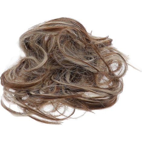 Postiche compatible pour femmes, chignon synthétique bouclé, accessoire queue de cheval, marron clair, 1 lot (1/5)