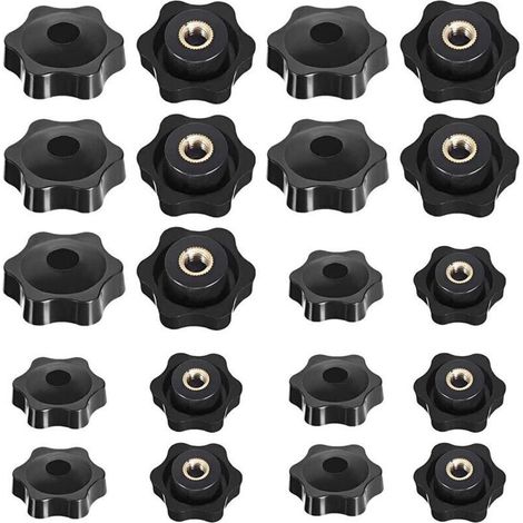 20 Pièces M6 Et M8 Boutons en étoile Bouton Moleté à Filetage Femelle étoile Tête écrous De Serrage Bouton Serrage En Plastique Bouton de Serrage à Filetage Moleté pour Machine Outil Armoire (1/4)