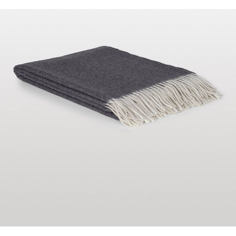 Plaid en Laine Mérinos et Cachemire Couverture Douce pour Salon et Chambre Gris Foncé - PANGIVO (1/3)