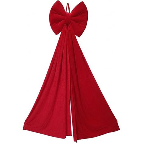 Fiocco Grande Rosso Natalizio in Morbido Tessuto effetto Velluto lungo 100cm  Gigante Puntale per Albero di Natale fuori  Porta Ingresso di casa  Allestimento Vetrine Negozi Decorazione Elegante (1/5)