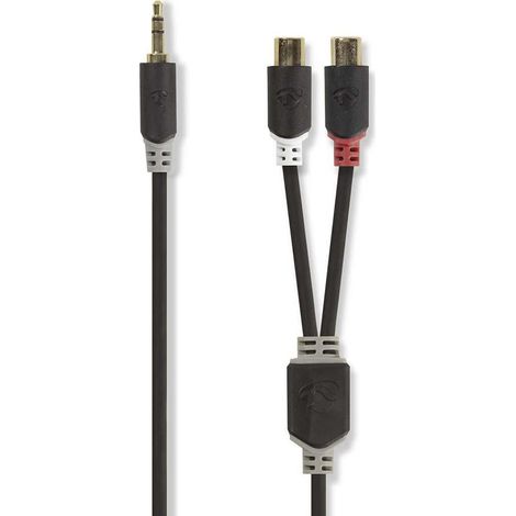 Cable de sonido estereo pasador de 35 mm 2x rca hona guldplaterad 020m redondo antracita lada