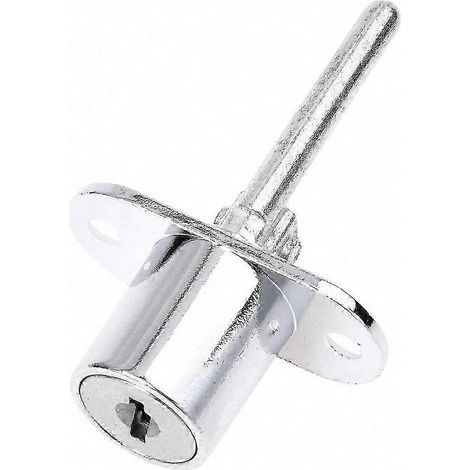 Verrou à cylindre métallique argenté 19mm pour tiroir, avec 2 clés - tête cylindrique, serrure à encastrer (1/4)