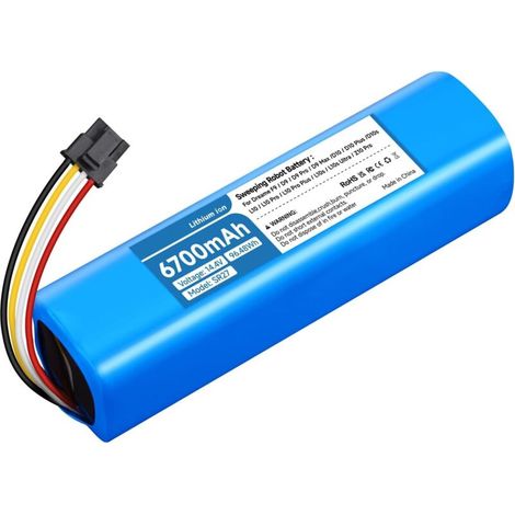 14.4V/6700mAh Lithium Batterie pour Xiaomi Mi Robot Mijia Roborock S5, S6, S7,S50,S55, Dreame L10s Ultra, L10, D9, D9 Pro, D10, D10 Plus, Aspirateur 1ère et 2ème Génération Batterie de Remplacement (1/5)